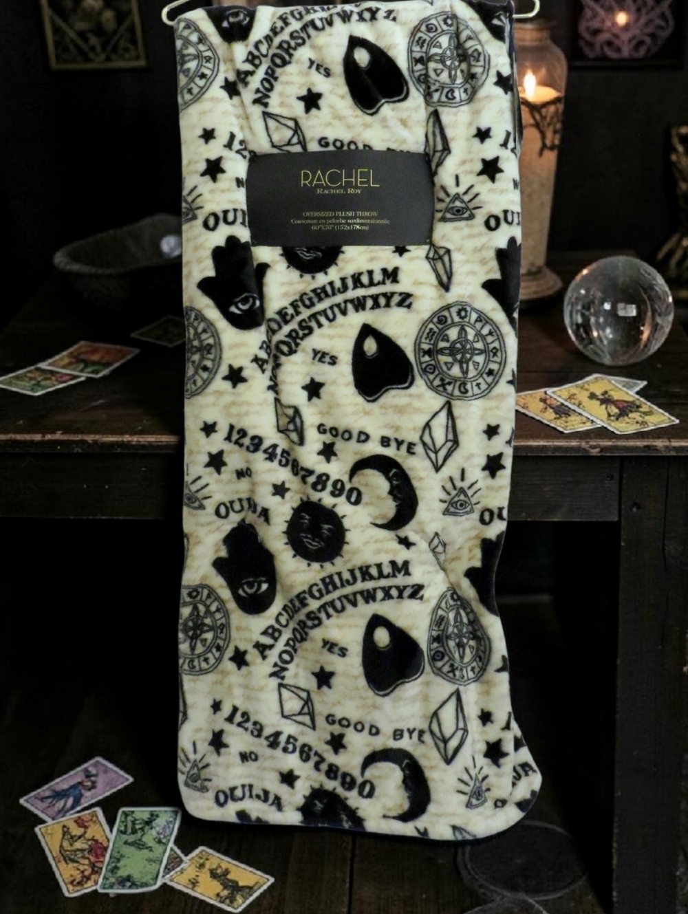 RACHEL Rachel Roy Ouija Board Mystic Gothic Spooky Halloween Plush Throw Blanket